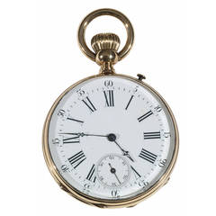 Mermod Geneve Yellow Gold Open Face Keyless Pocket Watch 3