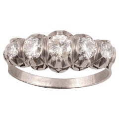 18 Karat White Gold Diamond Five-Stone Ring