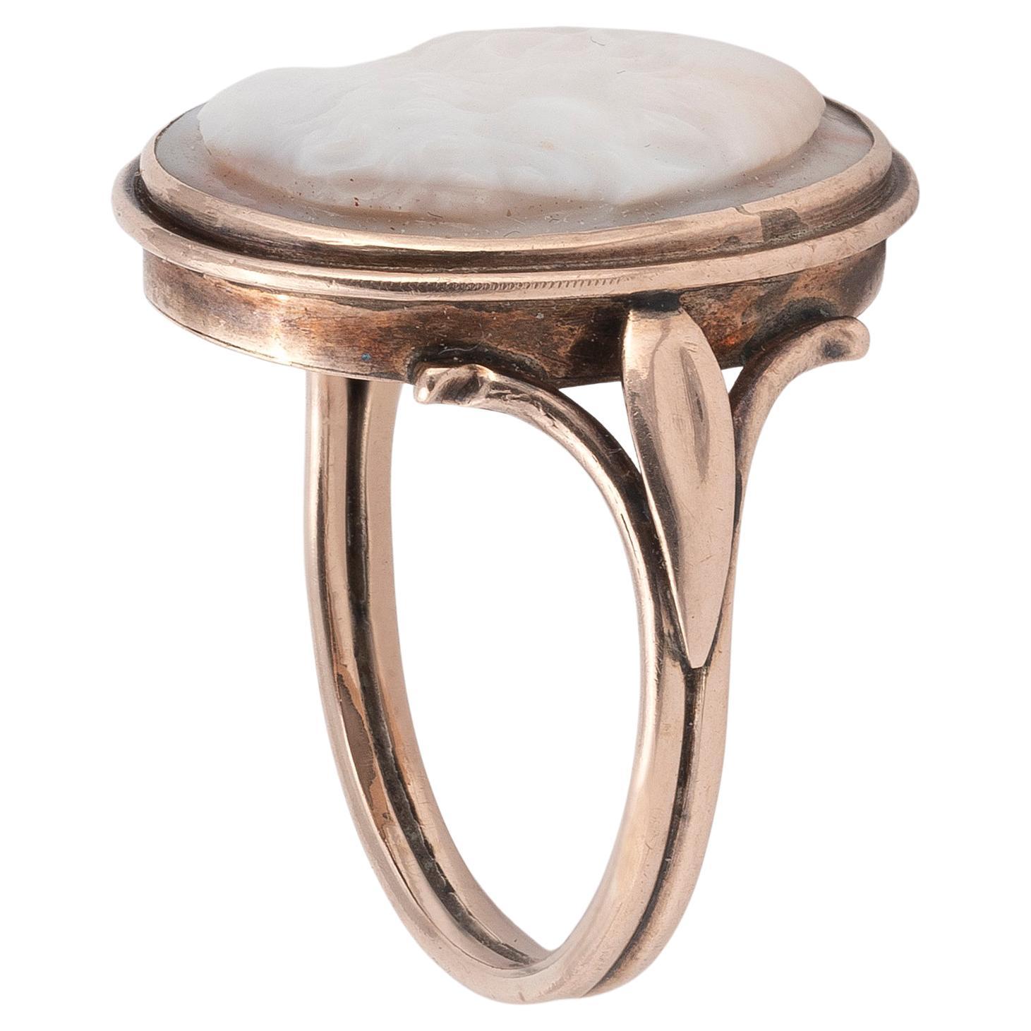 Kamee-Ring aus Gold und Hartstein im Zustand „Hervorragend“ im Angebot in Firenze, IT