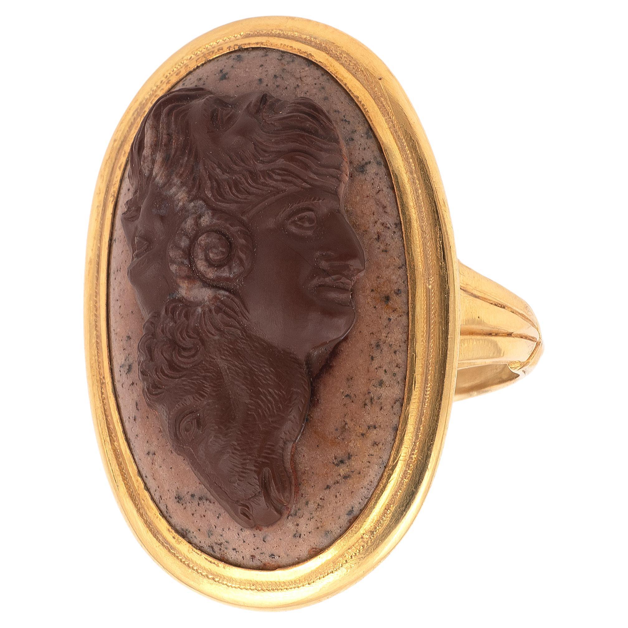 18th-19th Century Agate Cameo of a Gryllus Ring