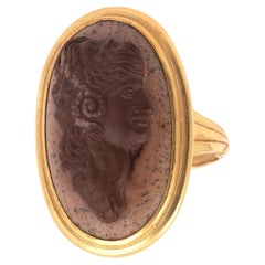 Antique 18th-19th Century Agate Cameo of a Gryllus Ring
