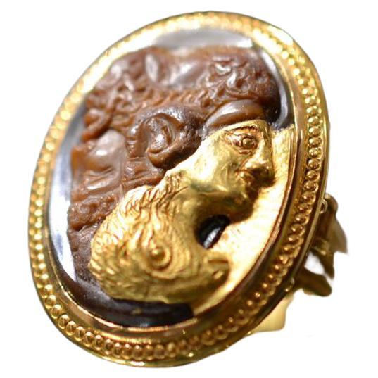 Gold and Large Agate Gryllus Cameo Ring