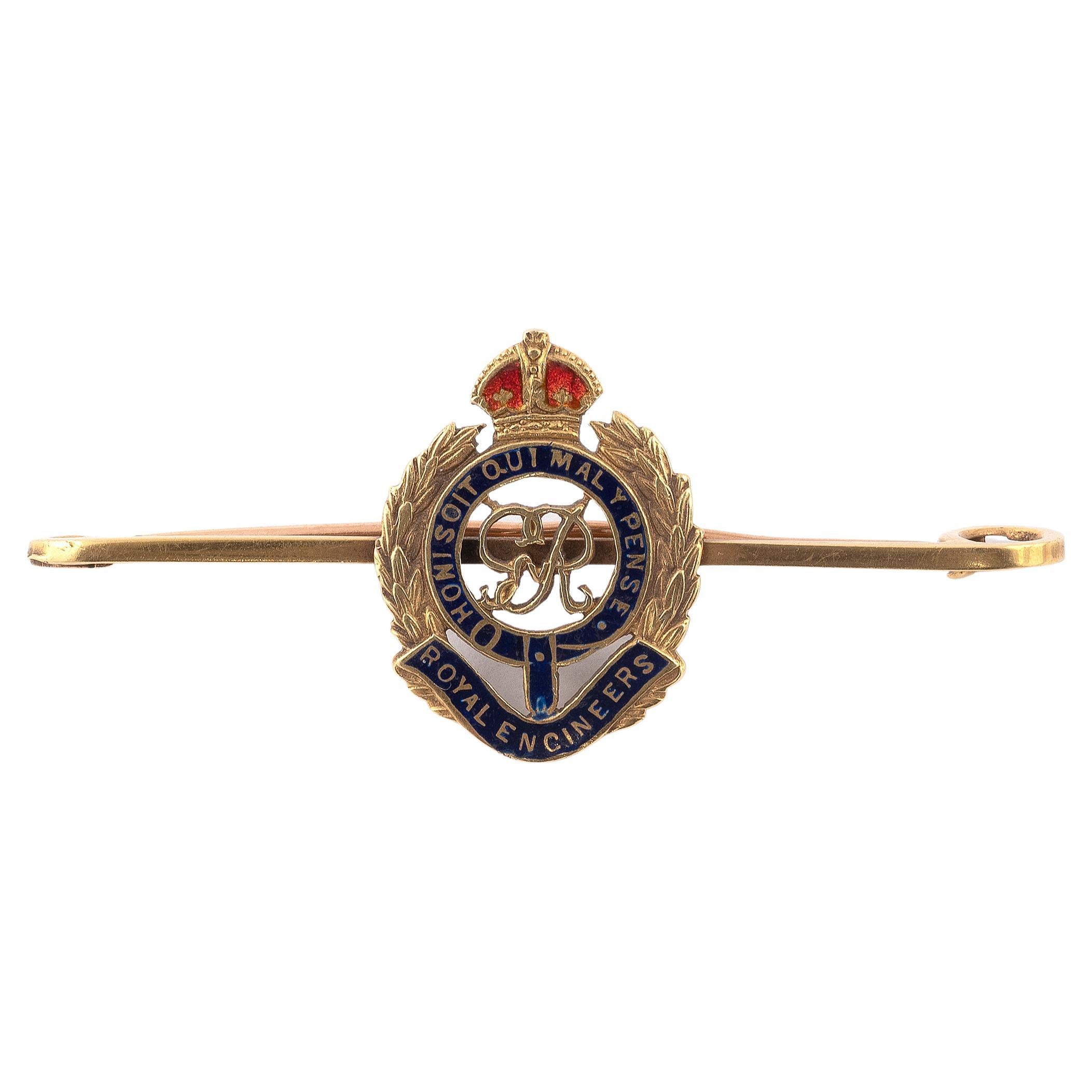 Royal Engineers Enamel Regimental Brooch For Sale