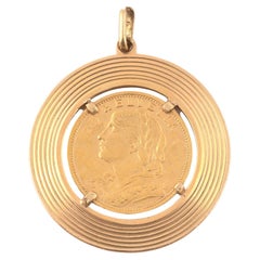 Vintage Gold Swiss Coin Pendant