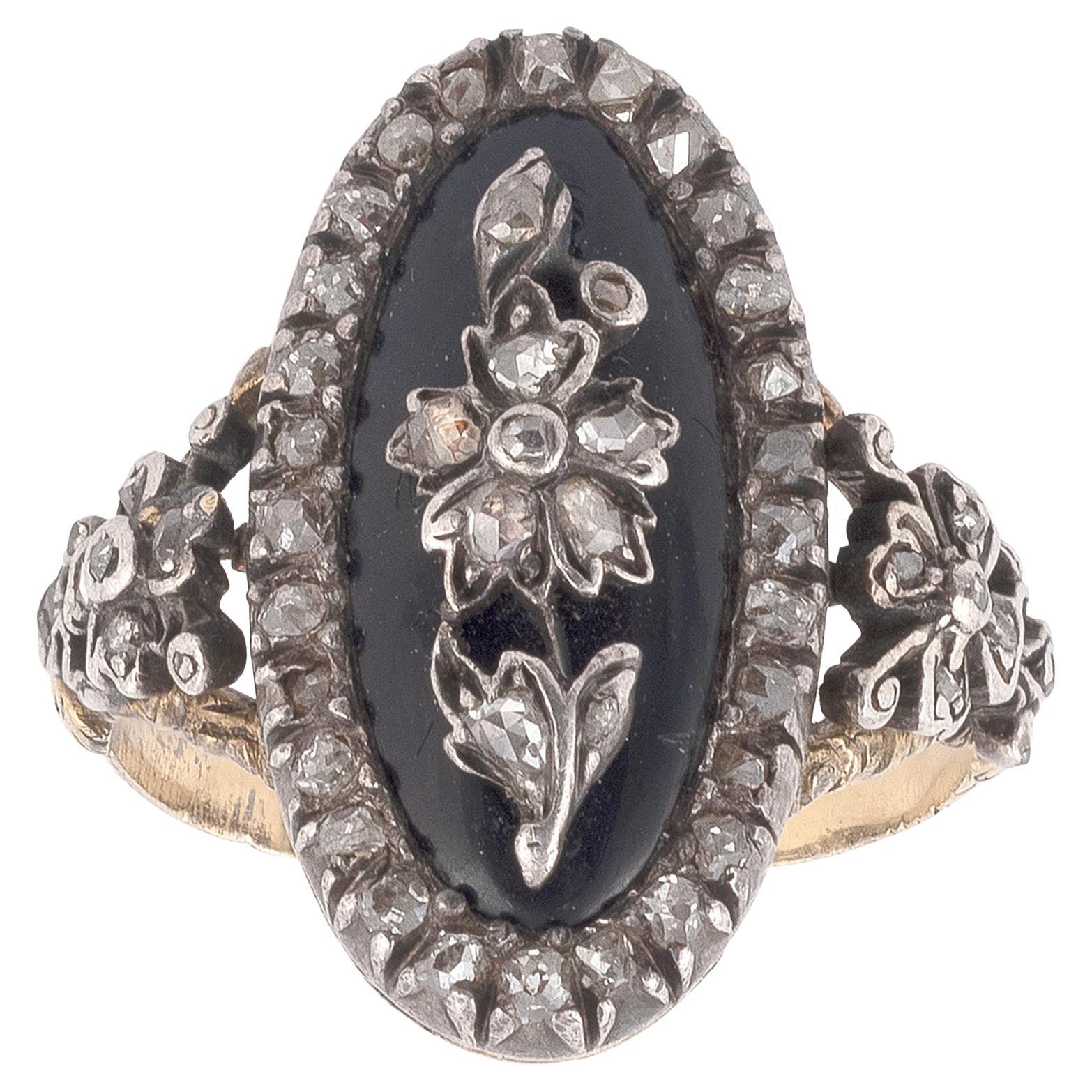 Georgian Rose Diamond Cluster Ring 1790's