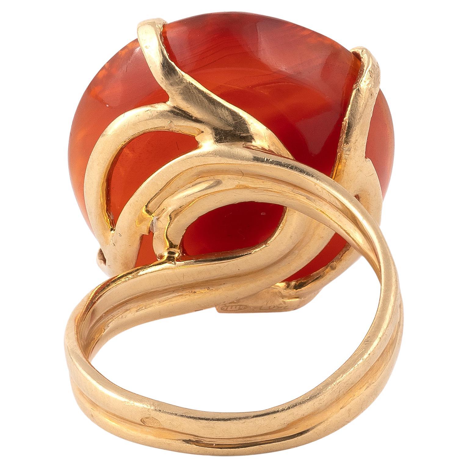 Napoleon III 18kt Yellow Gold and Carnelian Signet Ring For Sale