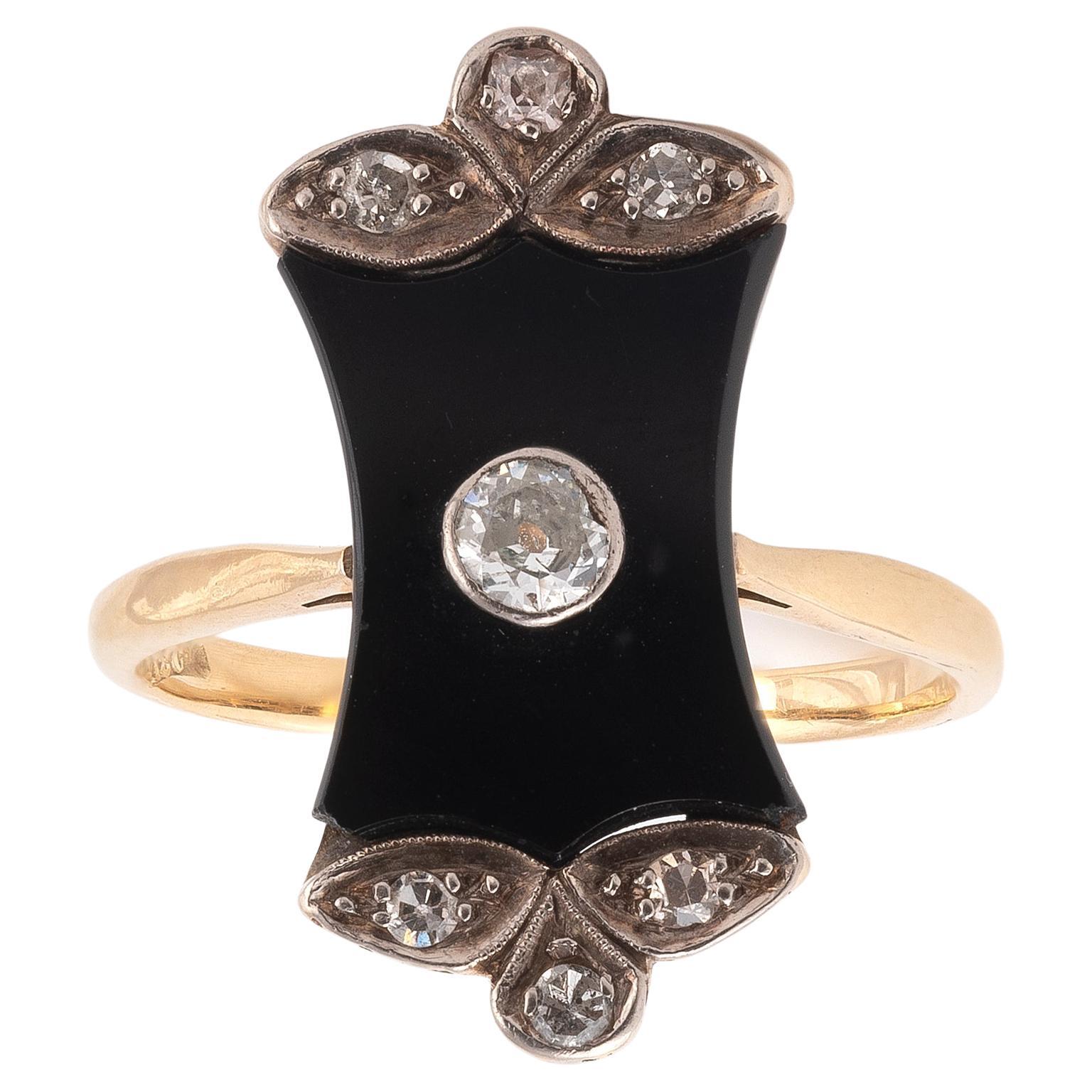 Art Deco Onyx und Diamant Ring
