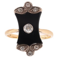 Vintage Art Deco Onyx and Diamond Ring