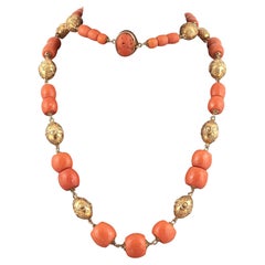 Antique 18k Gold and Coral Necklace