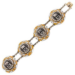 Antique Rare Enamel and Silver Loves Bracelet by Frederic-Jules Rudolphi, Circa 1840