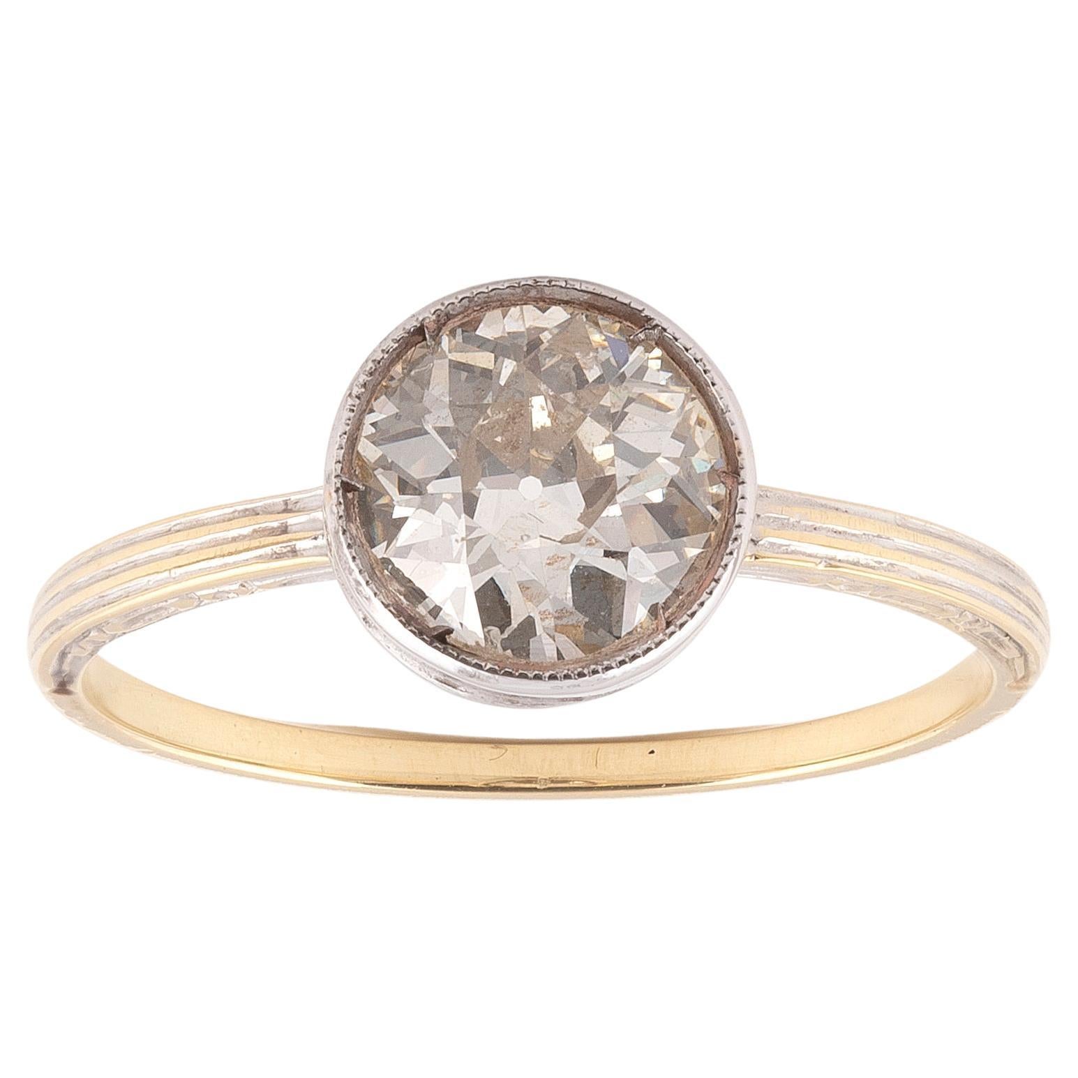 Single Stone 1.51 Carat Diamond Gold Engagement Ring