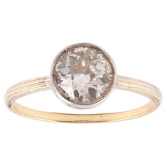 Antique Single Stone 1.51 Carat Diamond Gold Engagement Ring