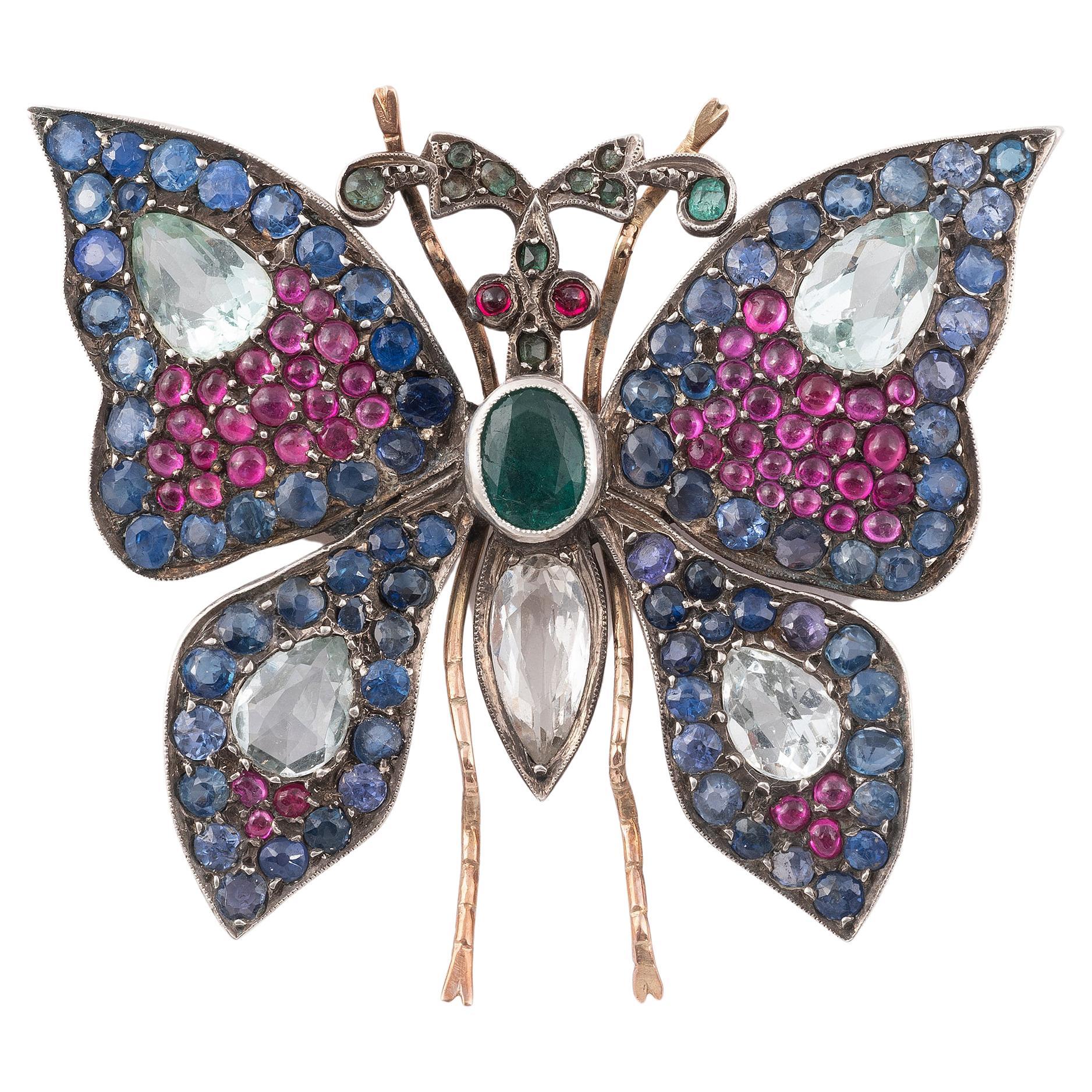 19th Century Gem-Set Butterfly Brooch For Sale