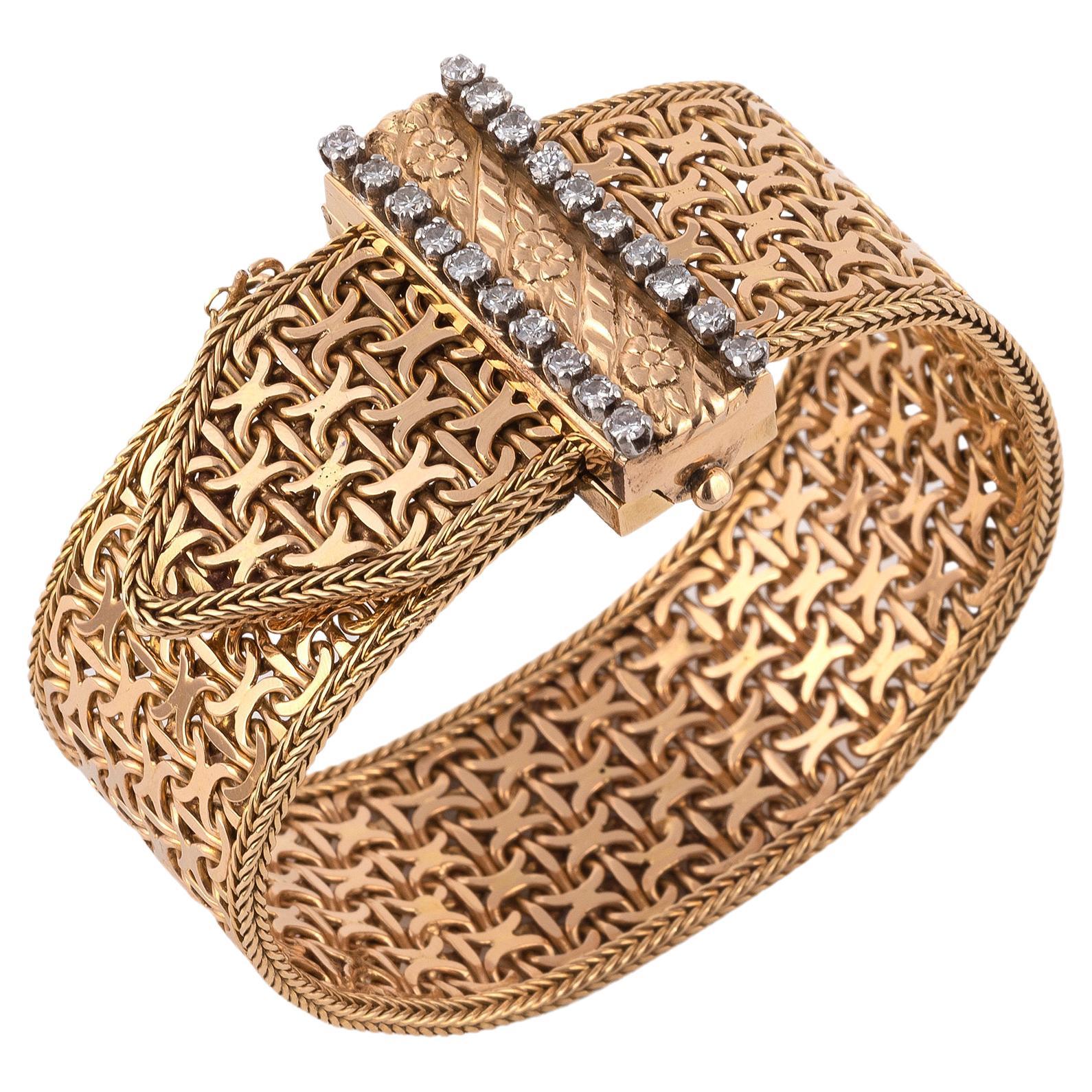 Elegant Retro Diamond Gold Bracelet at 1stDibs