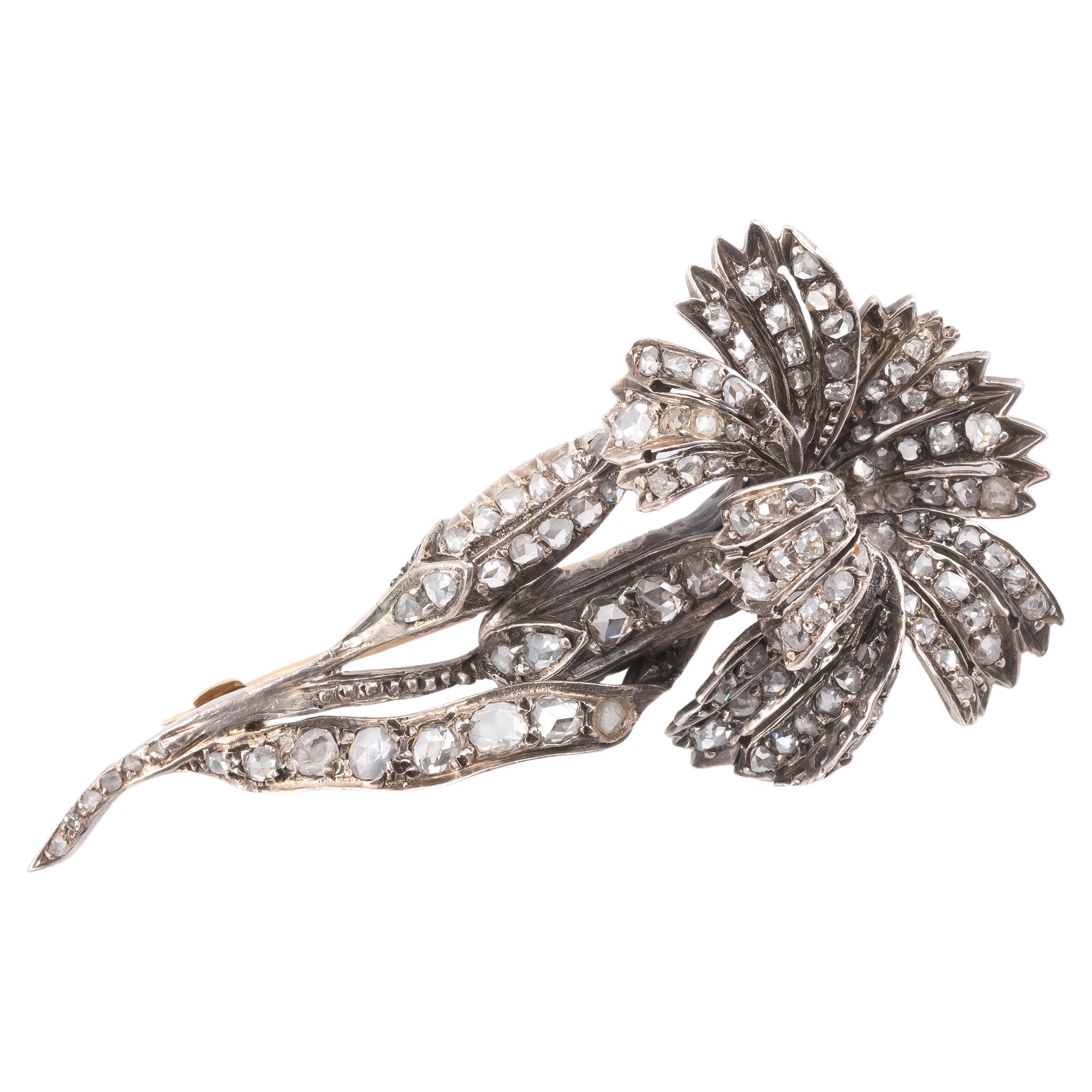 Broche chardon en forme de gerbe de diamants, circa 1890