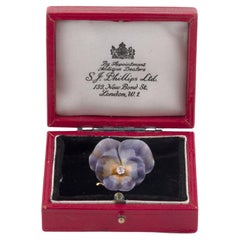 Antique Purple and Yellow Enamel and Diamond Pansy Brooch, c.1900