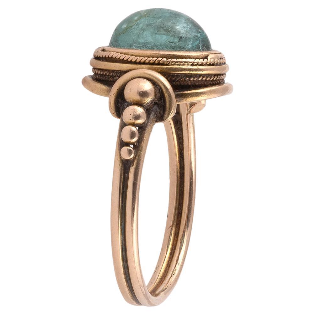 Victorian Antique 18kt Yellow Gold Emerald Cabochon Ring