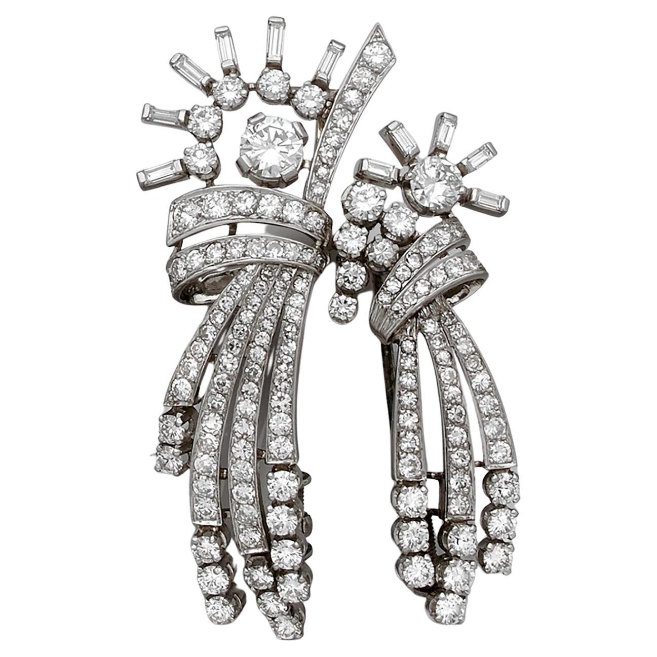 A Diamond And Platinum Double-Clip Circa 1950 For Sale