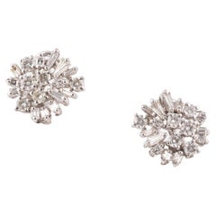 18kt White Gold and Diamond Cluster Earrings