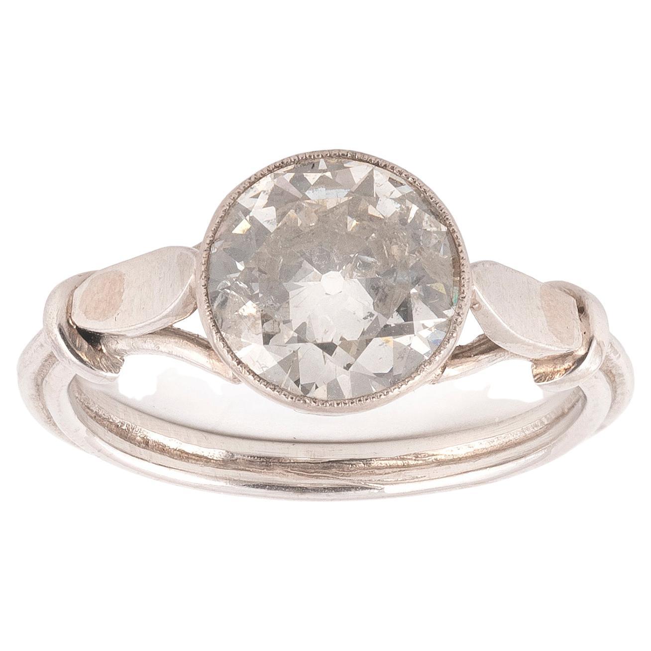 Platinum Single Stone 1.50 Carat Diamond Engagement Ring For Sale