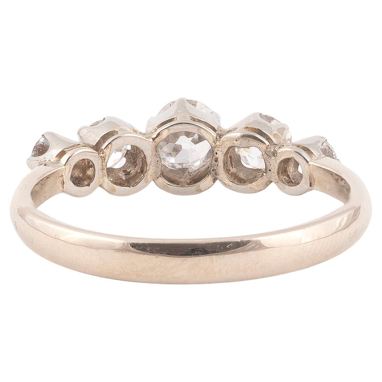 Retro 18kt White Gold Diamond Five-Stone Ring