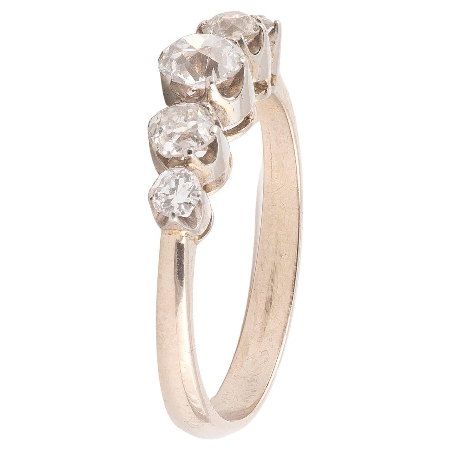 five stone halo diamond ring