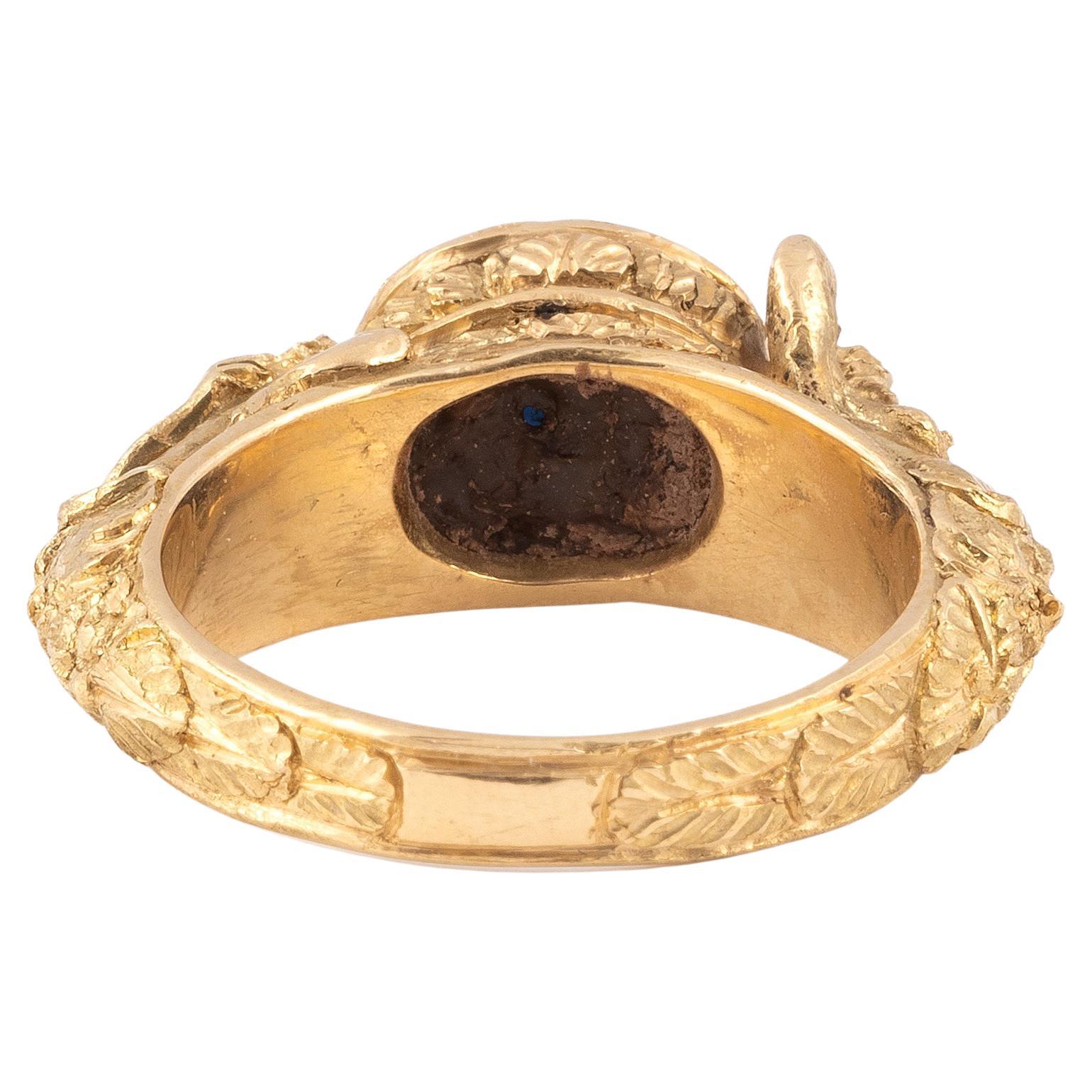 Cabochon Art Nouveau Gold And Sapphire Ring, Circa 1910 For Sale