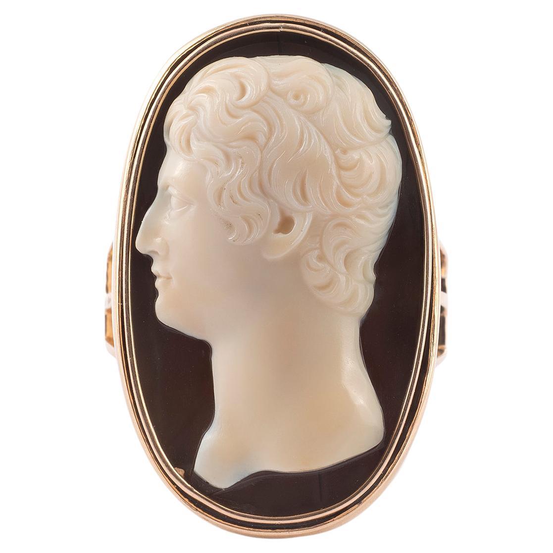 Hardstone Cameo of a Man Ring 18th-19th Century