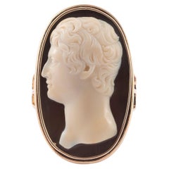 Antique Hardstone Cameo of a Man Ring 19th Century