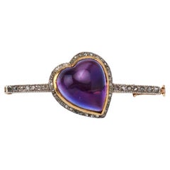 French Napoleon III Gold and Amethyst Brooch