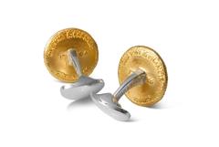 Deakin & Francis Sterling Silver 230 Coin Skull and Crossbones Cufflinks