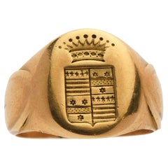 French Napoleon III Gold Signet Men's Ring