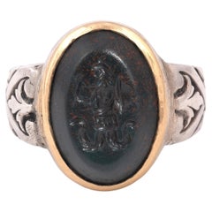 Antique Jasper Roman Magical Intaglio Ring of Abraxas 2nd-3rd Century A.D.