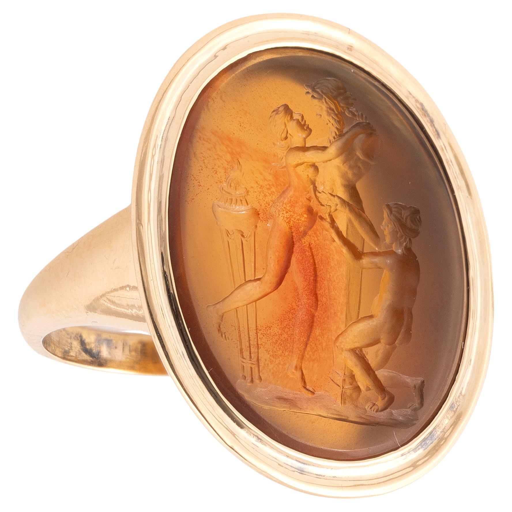 A Gold Ring With Carnelian Intaglio By Giovanni Pichler Circa 1780 For Sale