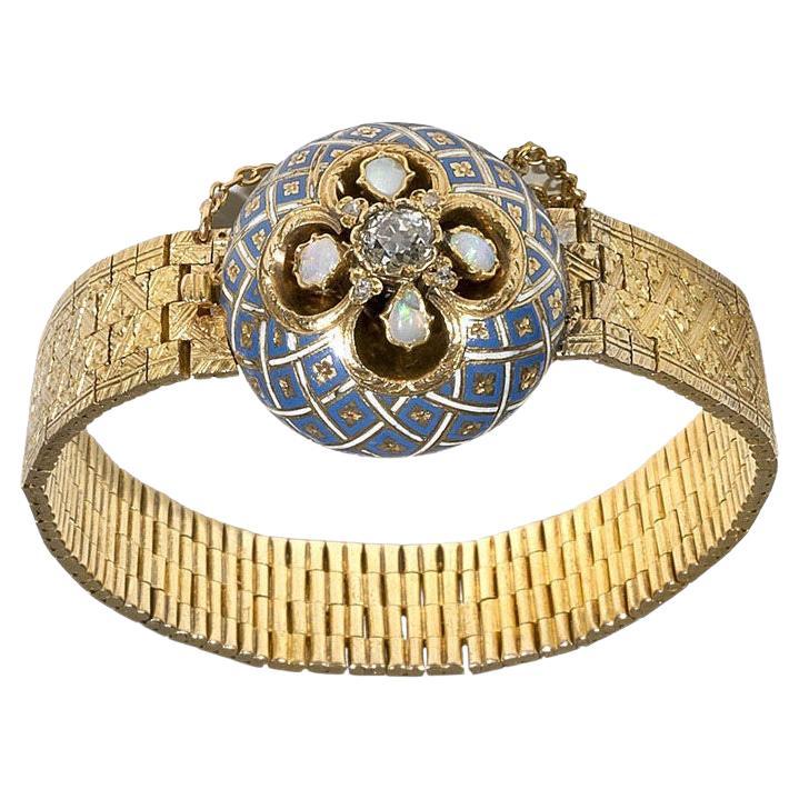 Gold Diamond and Enamel Nicholas I Bracelet, Russia 1843 For Sale