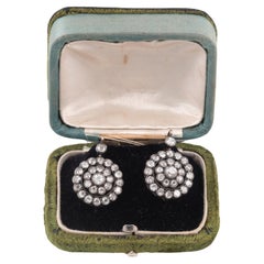 Pair of Old Cut Diamond 5ct Cluster Earrings