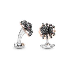 Deakin & Francis Black Spinel Sterling Silver Spider Cufflinks