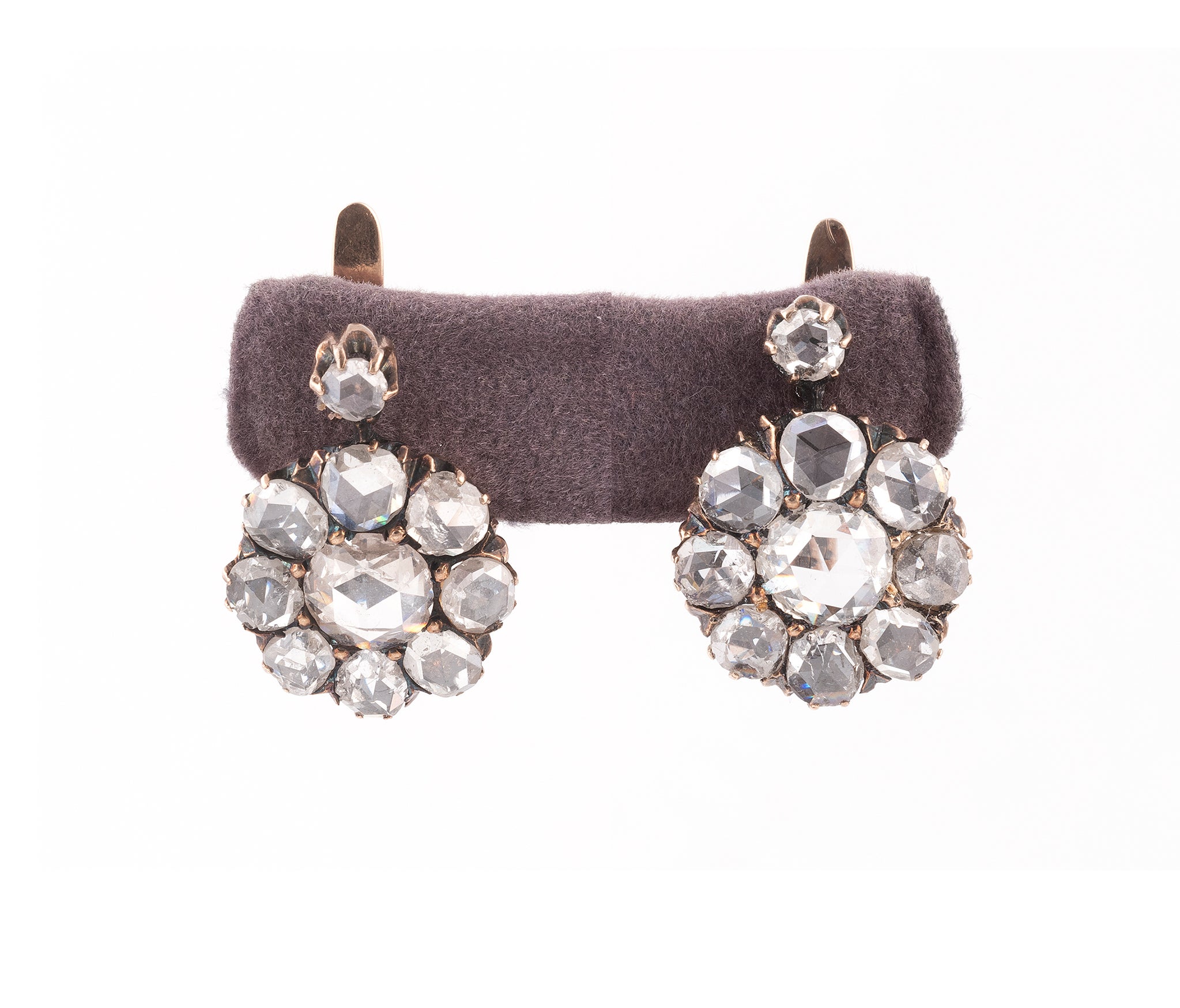 Pair of Antique Rose Diamond Earrings, circa 1880