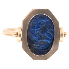 Vintage A Lapis Lazuli Gnostic Intaglio Ring 2nd-3rd Century AD