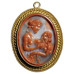 Pendentif de charité romain en agate et camée du 16e siècle