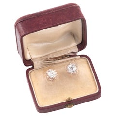 Antique Stud Earrings With Old European Cut Diamonds