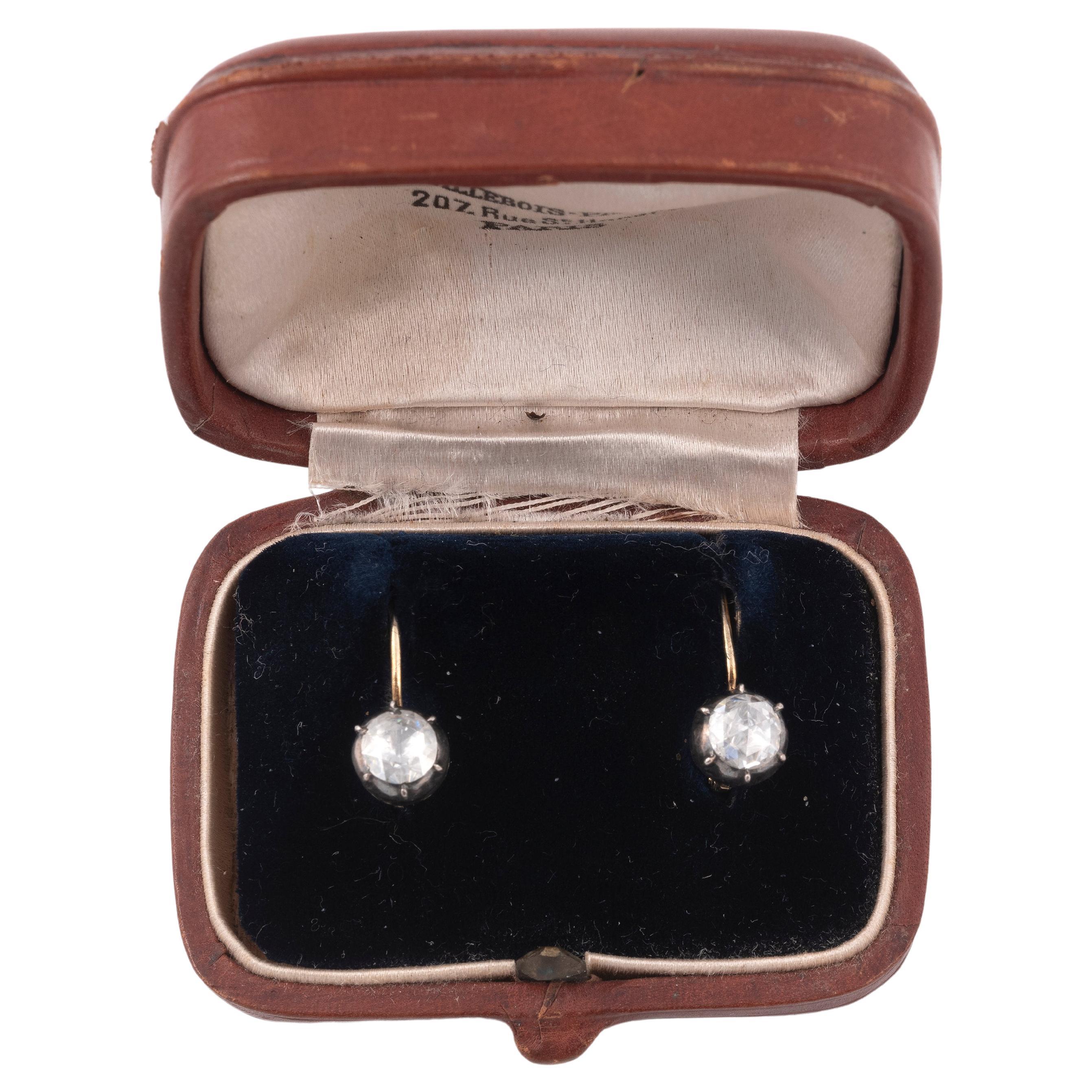 Georgian Pair Of Rose-Cut Diamond Earrings Circa 1790's For Sale