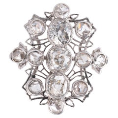 Belle Époque Platinum 
Three Stone Old Cut Diamond Ring 1900
s