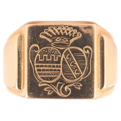Antiker 18kt Rose Gold Signet Familienwappen Ring