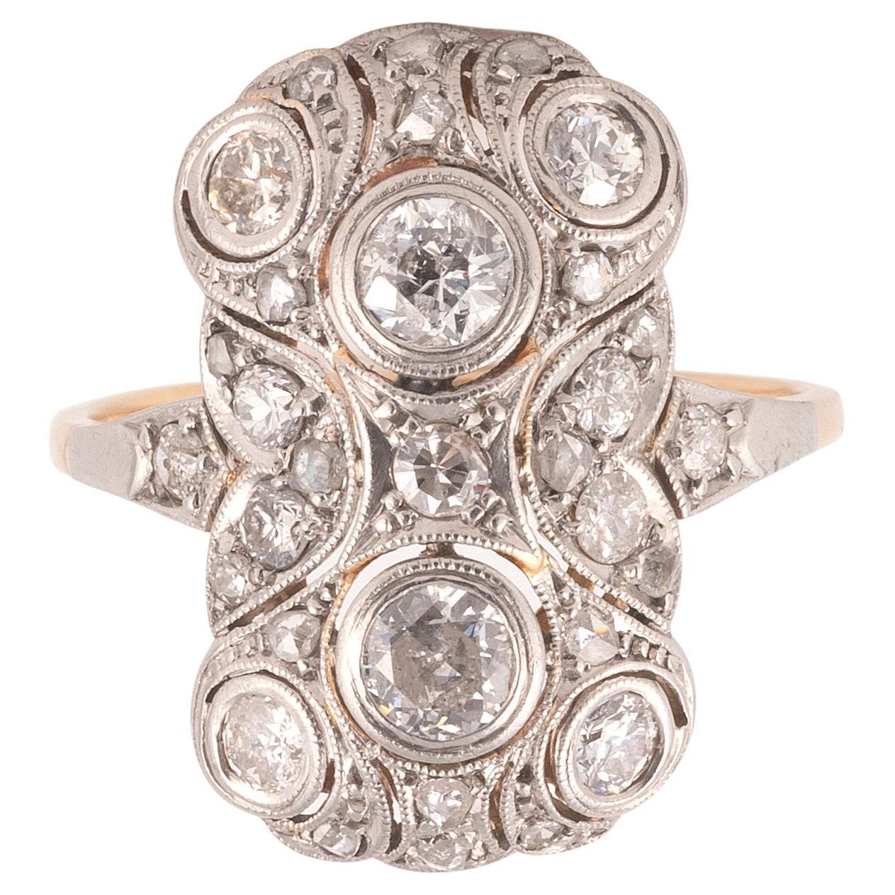Art Deco Altschliff Diamant und Platin Ring 1910er Jahre
