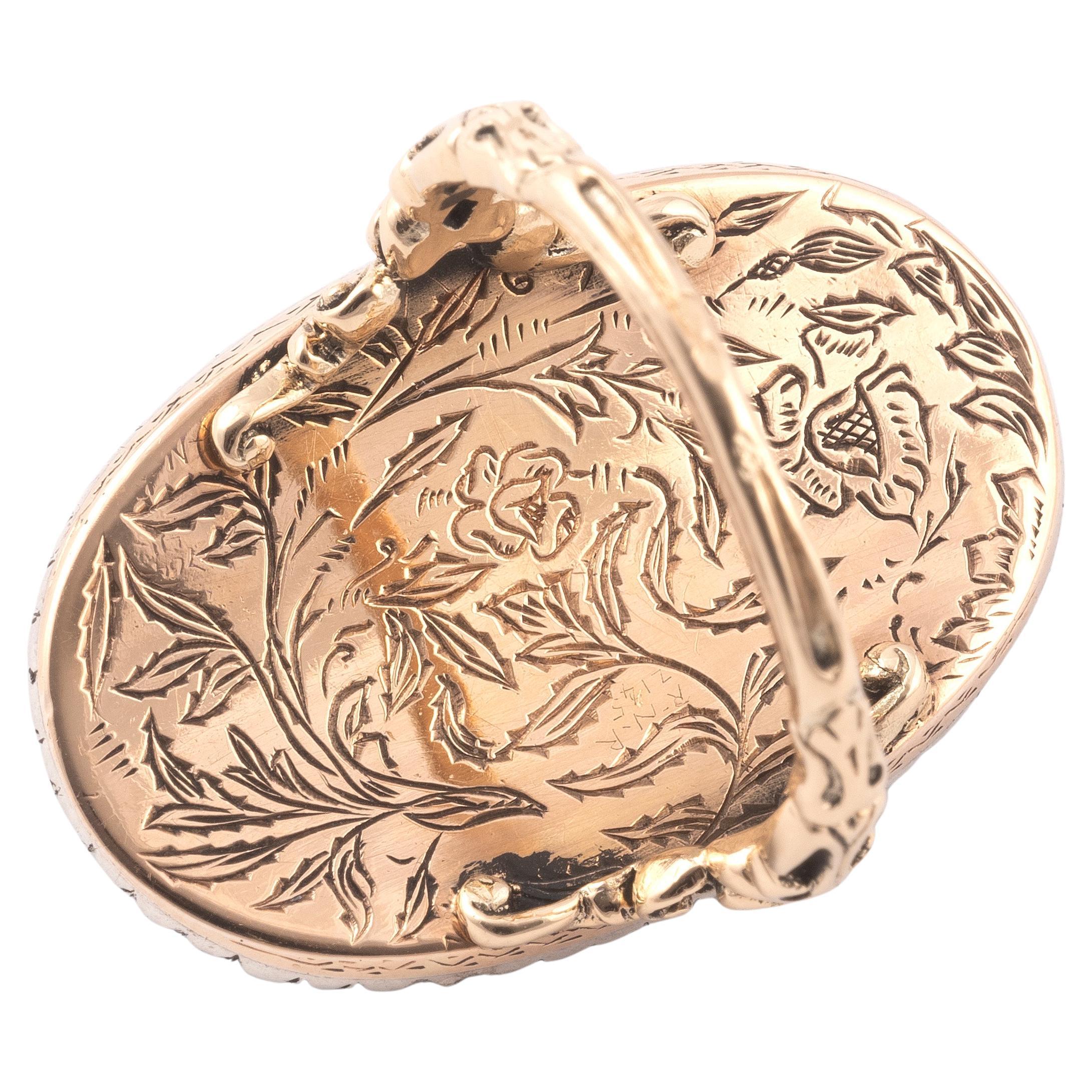 Taille rose Grande bague urne géorgienne du 18ème siècle en diamant taillé en rose en vente