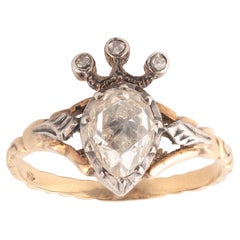 Anillo de diamantes talla rosa de una sola piedra de finales del siglo XVIII