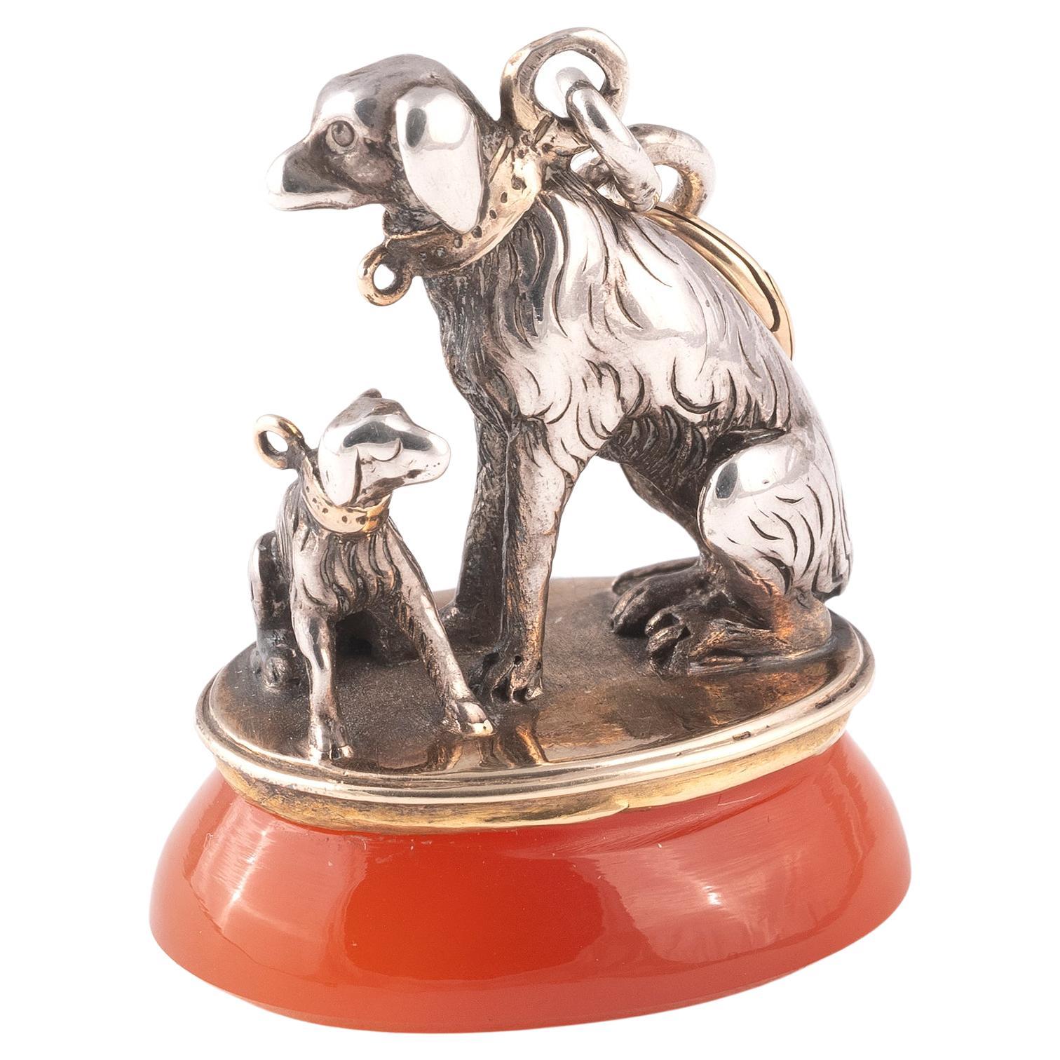A Large Silver Gold And Hardstone Fob Seal English Circa 1870