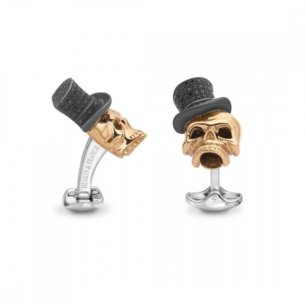 

PLEASE NOTE: OUR PRICE IS FULLY INCLUSIVE OF SHIPPING, IMPORTATION TAXES & DUTIES.

The Deakin & Francis hallmark skull design has been a part of the collection for generations.

These sterling silver statement skull cufflinks have been