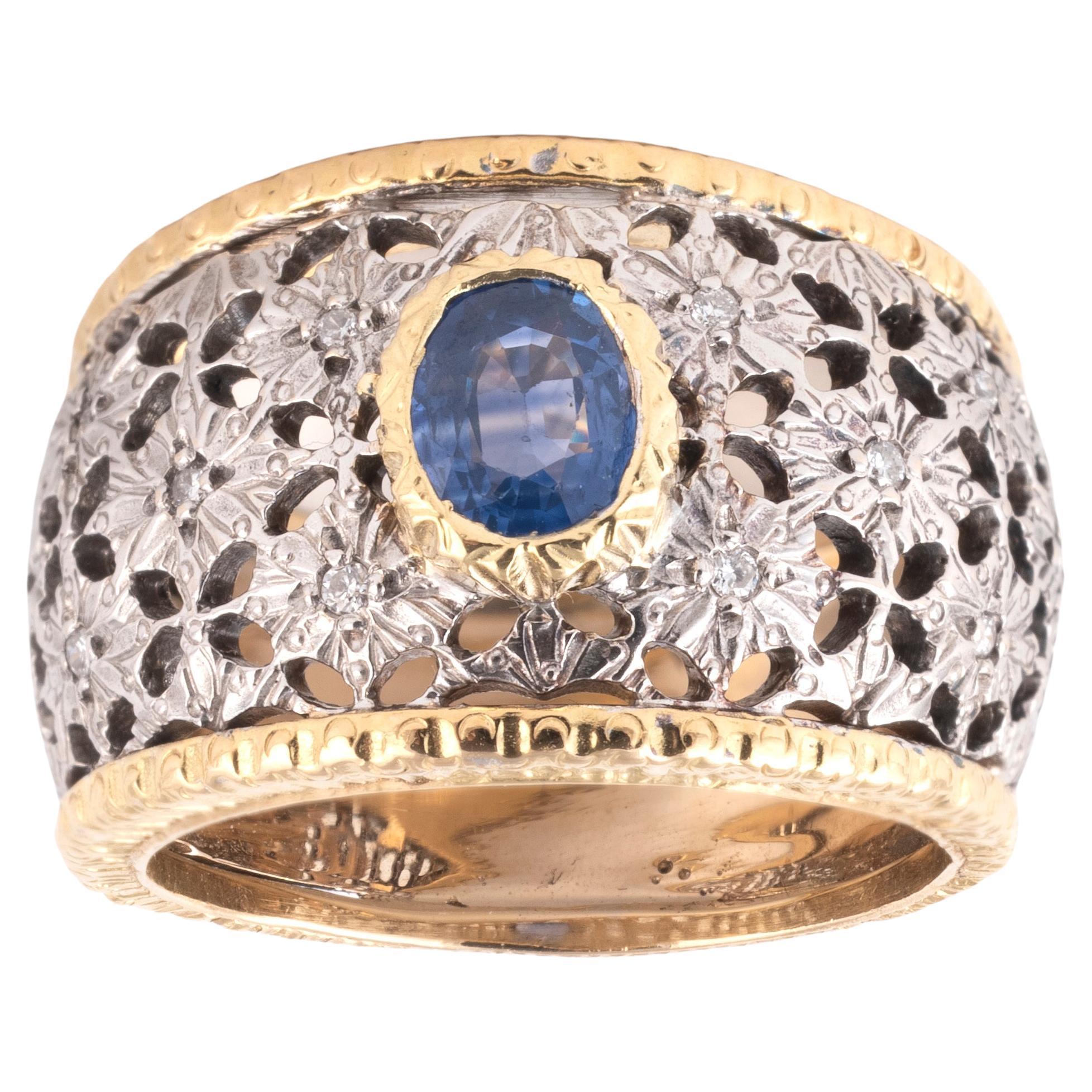 Vintage By Mario Buccellati Saphir und Diamant Ring